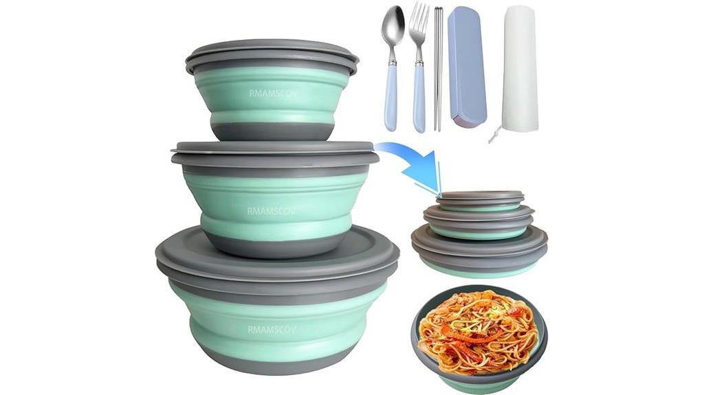 camping bowl set with foldable tableware