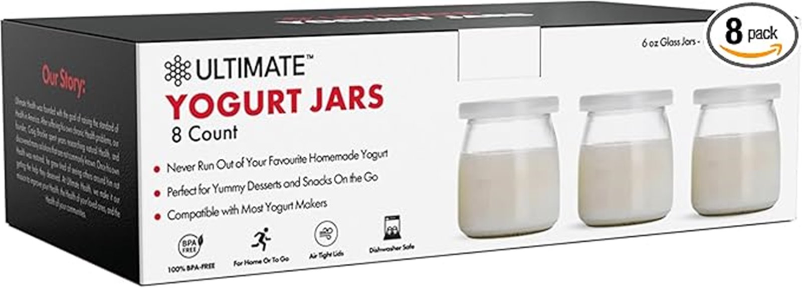 eight small glass jars