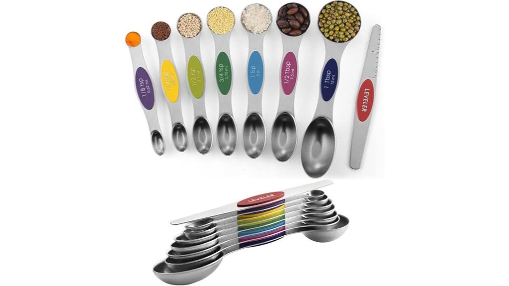 eight stainless magnetic spoons