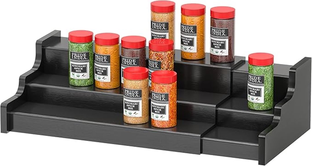 expandable 3 tier bamboo shelf