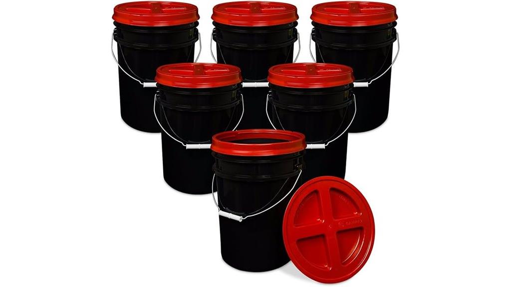 five gallon black bucket