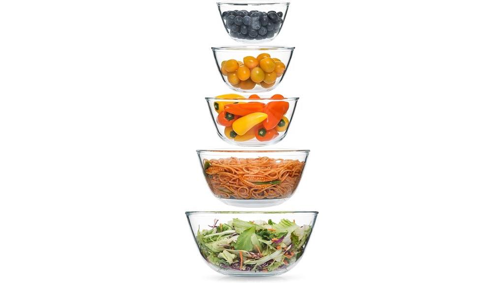 five piece glass bowls