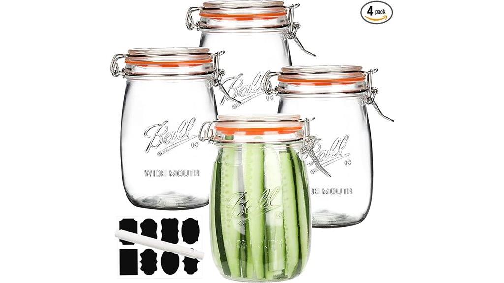 four 32oz airtight jars