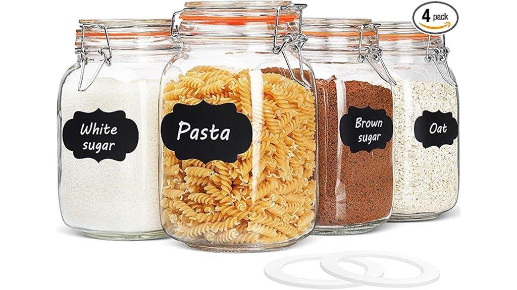 four 50 oz glass jars