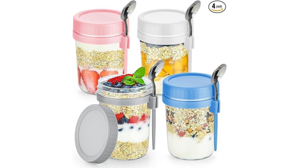 four pack containers with spoons