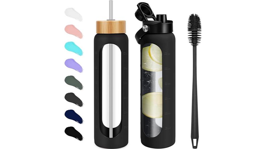 large glass water bottle