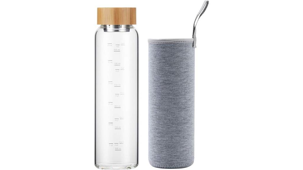 large glass water bottle