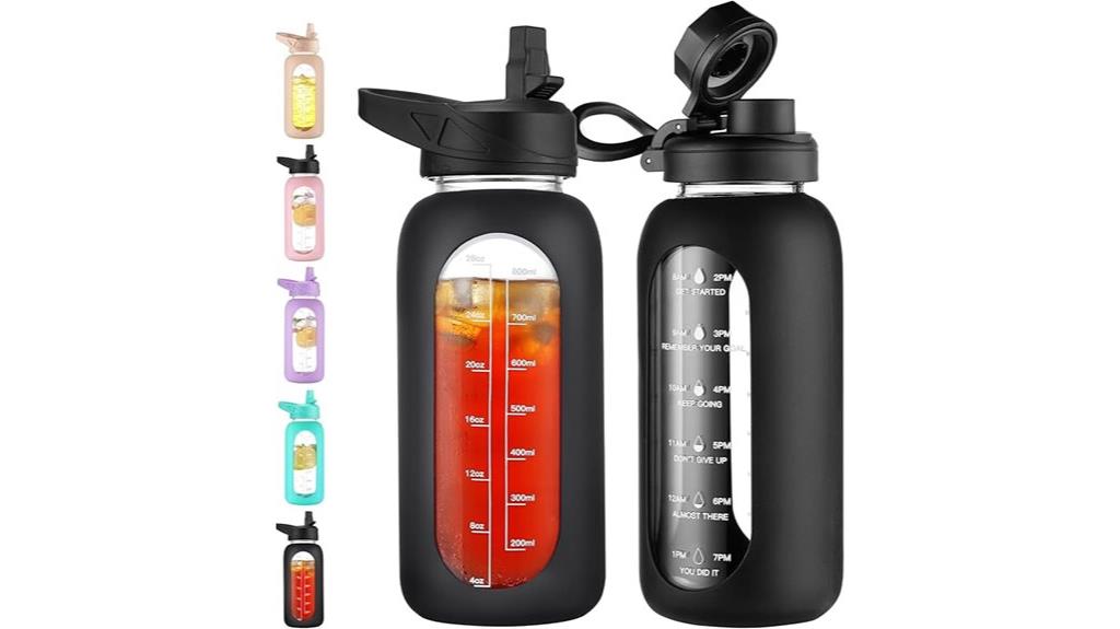 large glass water bottle
