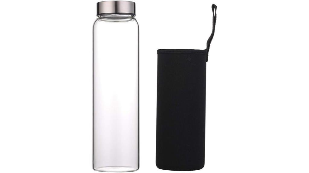 large glass water bottle
