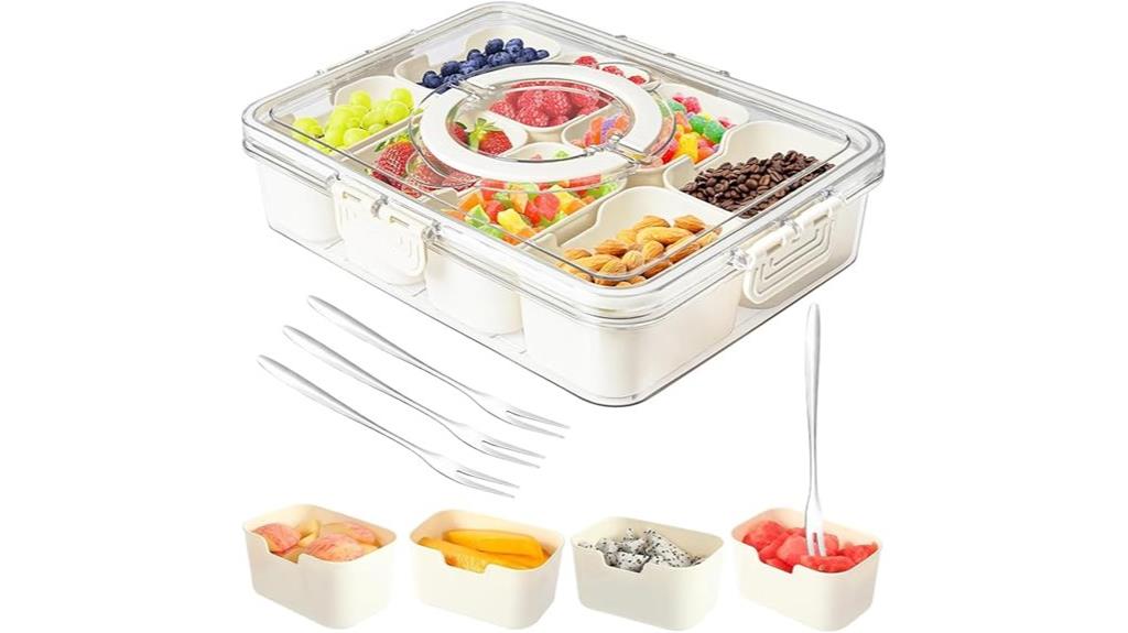 portable 8 compartment snack container