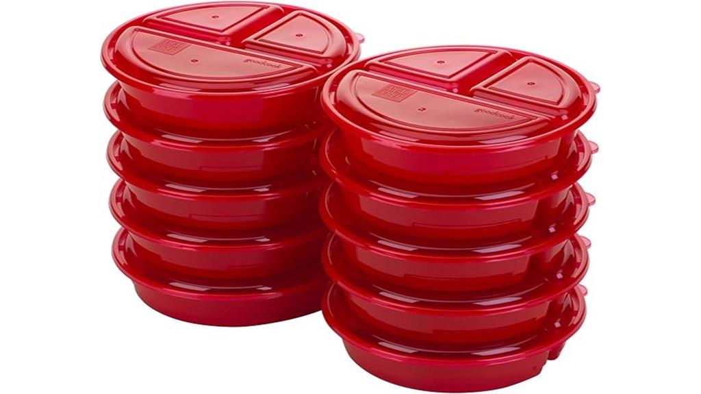 red 10 piece meal containers