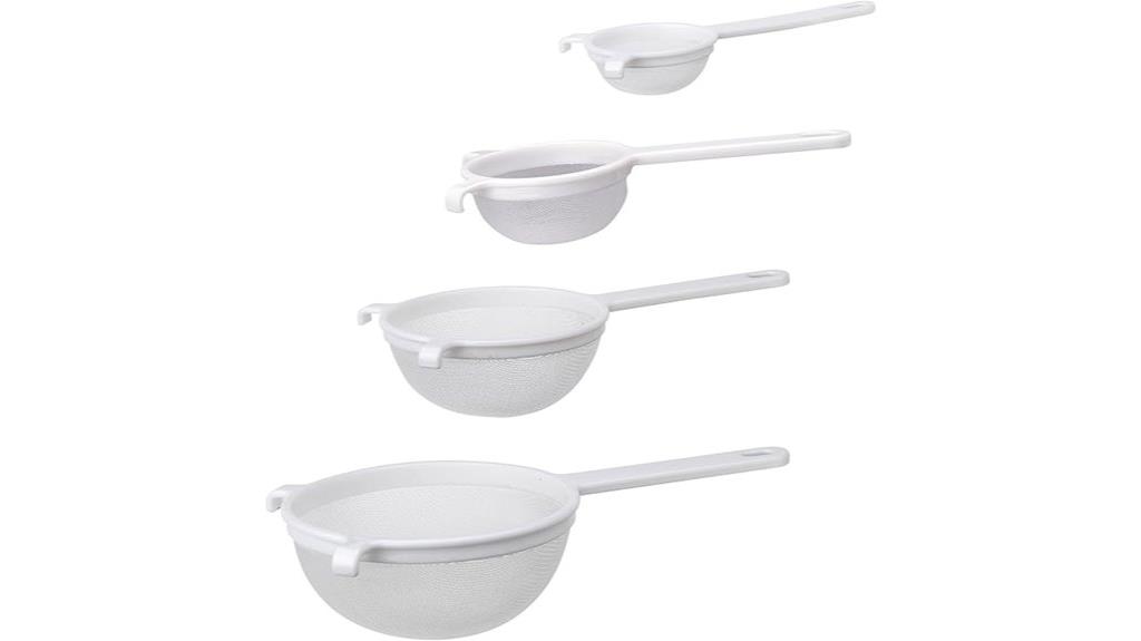 set of four mesh strainers