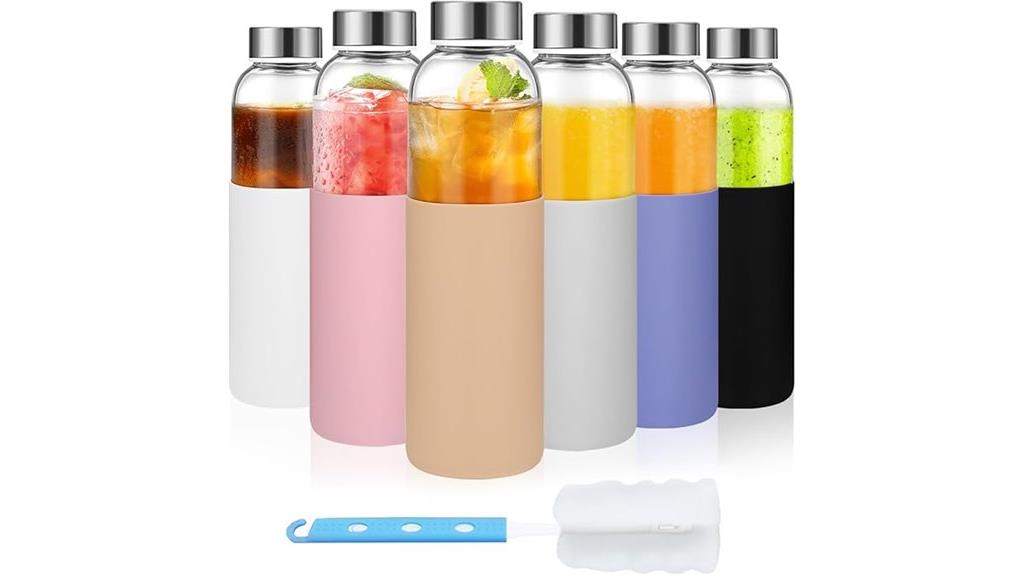 six 18oz glass bottles