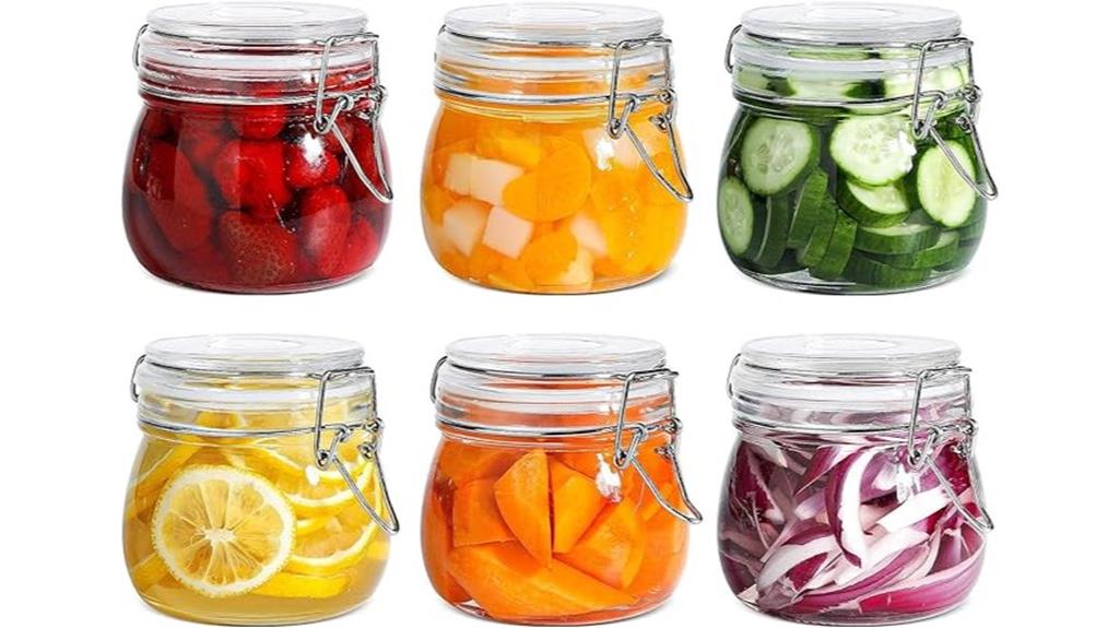 six glass storage canisters
