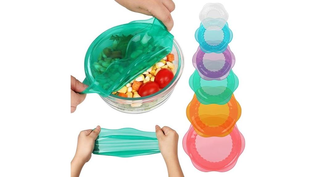 six reusable silicone lids