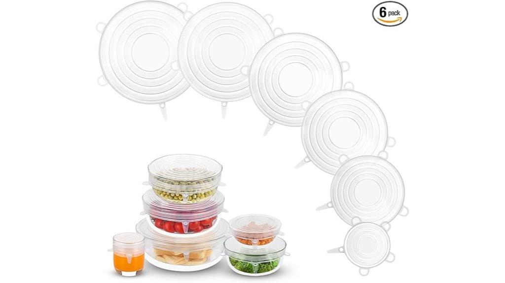 six white silicone lids