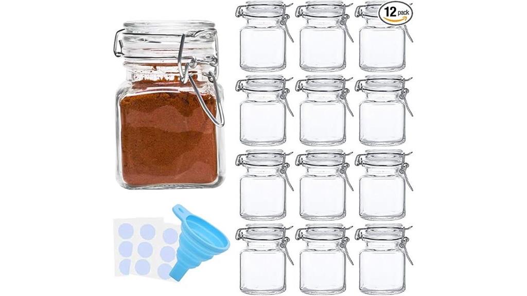 small glass spice jar set
