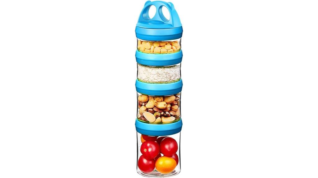 stackable blue food containers