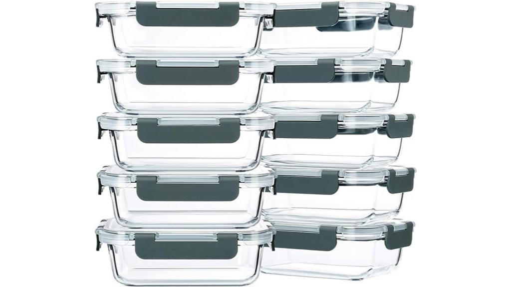 ten 22 oz glass containers