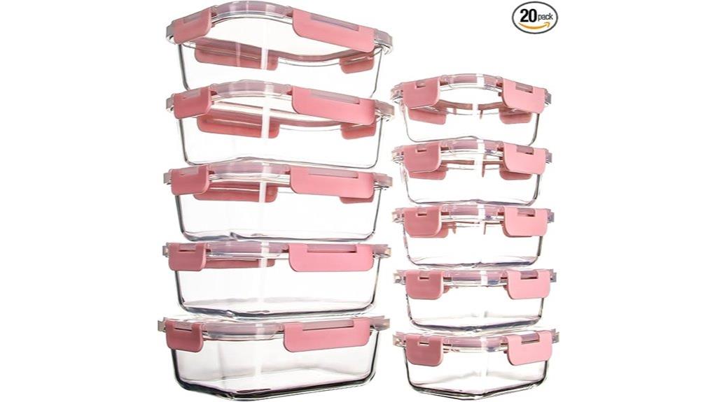 ten glass food containers