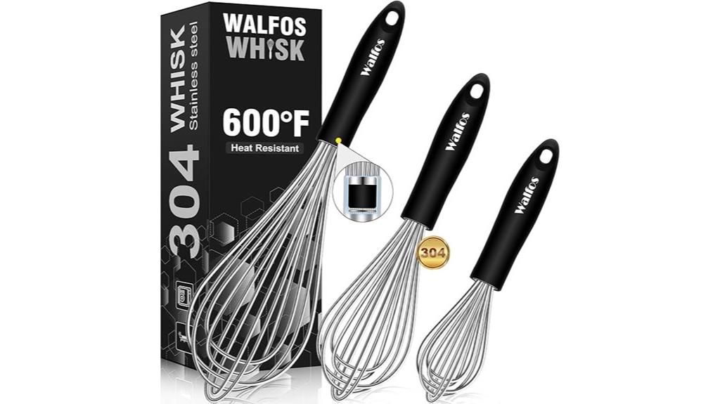 three piece stainless whisk set