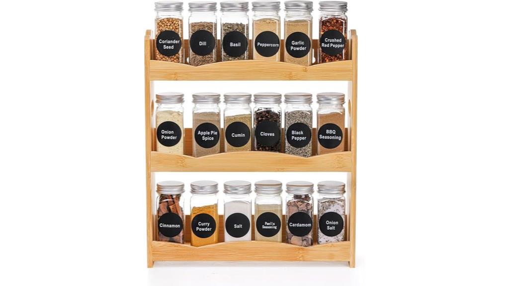 three tier bamboo spice rack