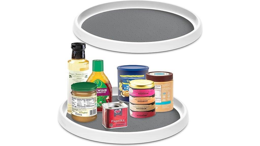 two 12 inch lazy susan organizers