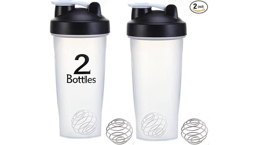 two 28 ounce shaker bottles
