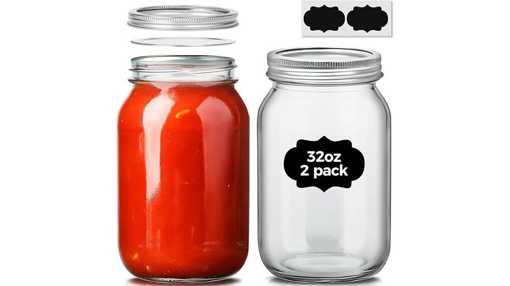 two 32 oz mason jars