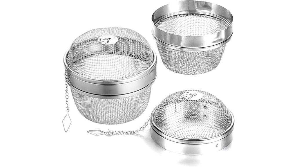 two stainless steel mesh strainers