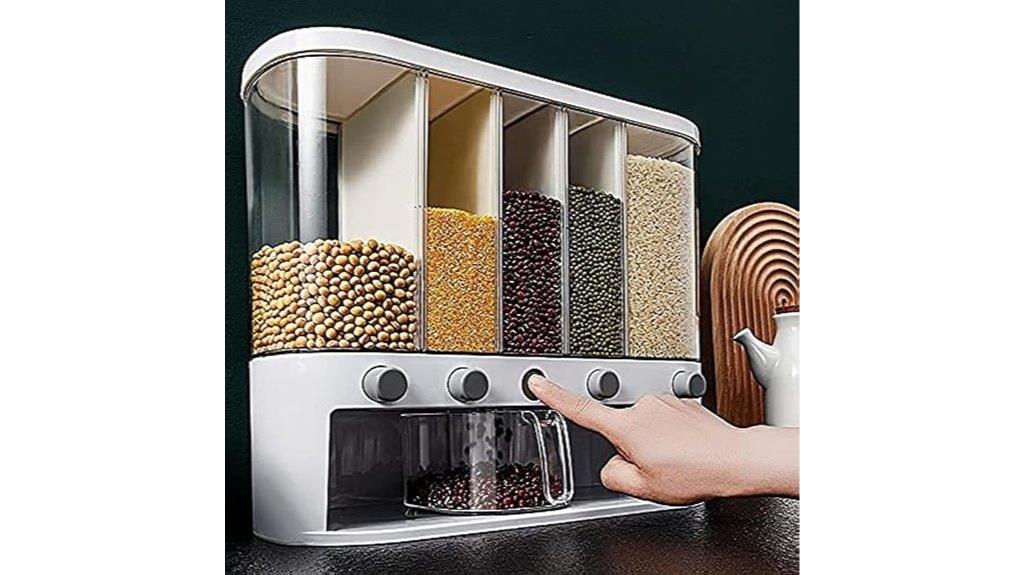 wall mounted 5 grid cereal dispenser