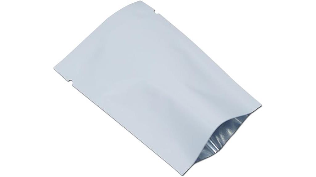 white metallic foil bags