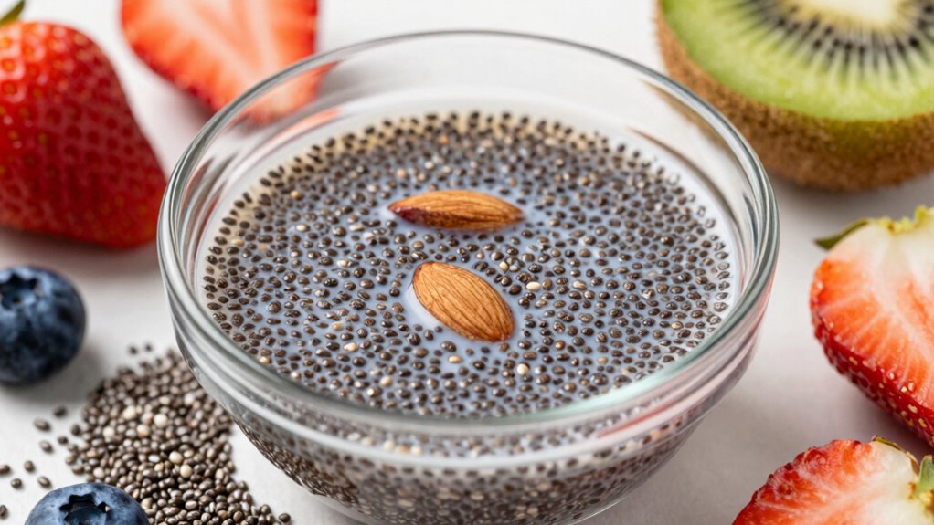 add crunchy dry chia seeds