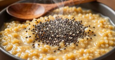 chia seeds in porridge