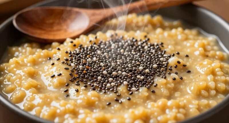chia seeds in porridge