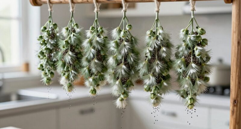 dry chia seed heads carefully