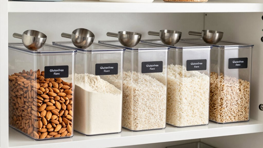 organized gluten free baking supplies