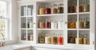 organized healthy kitchen storage