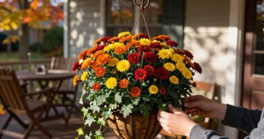 Step-by-Step To A Fall Hanging Basket Full Of Color And Charm